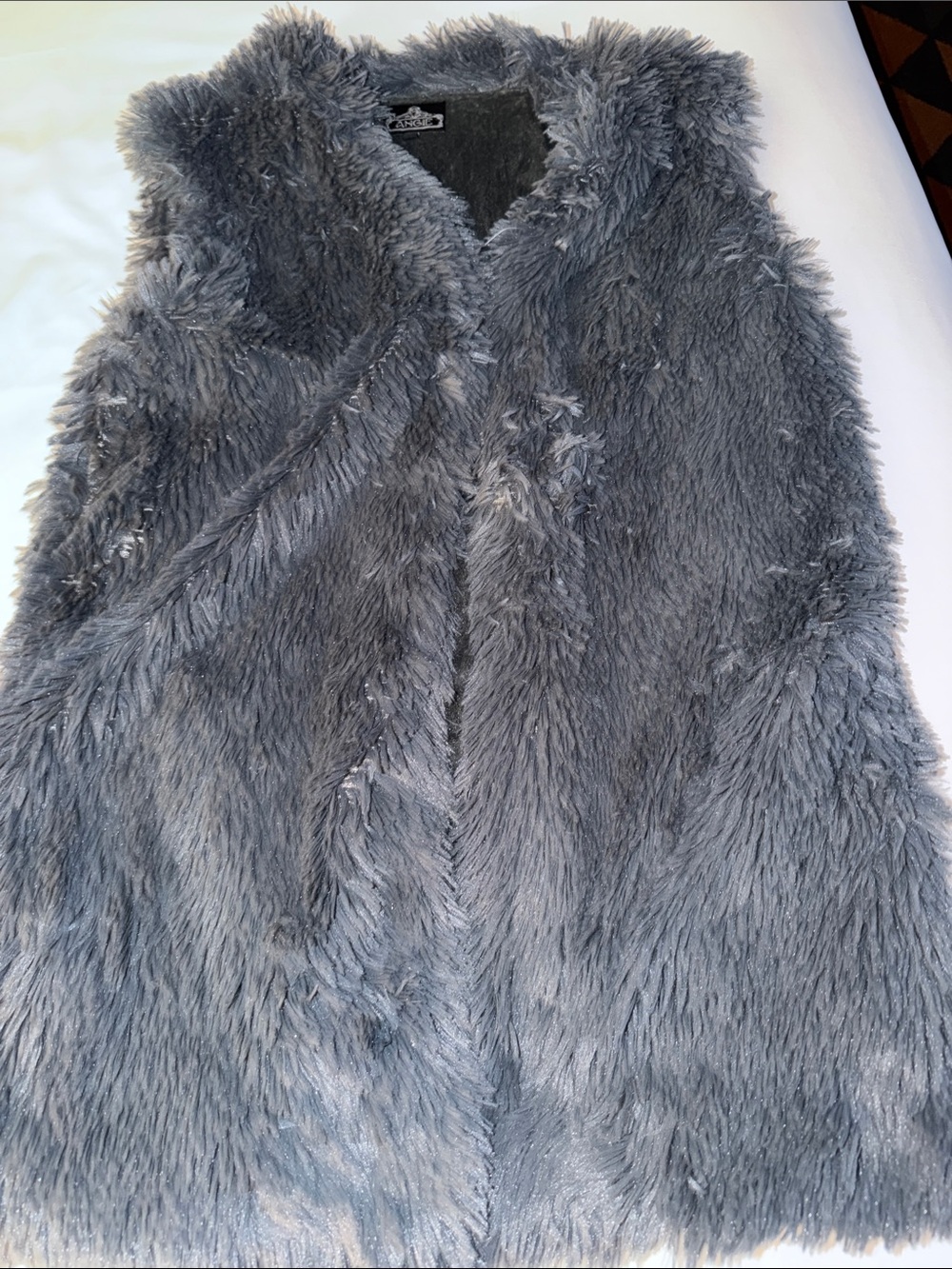 Angie Plush Faux Fur Vest in Gray